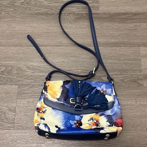 Sharif 1827 Watercolor Poppy Crossbody Bag Floral Print Like New - Picture 5 of 9
